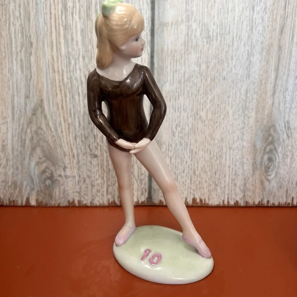 Heartline 10th Birthday Ballerina Gymnast Porcelain Figurine Cake Topper Vintage